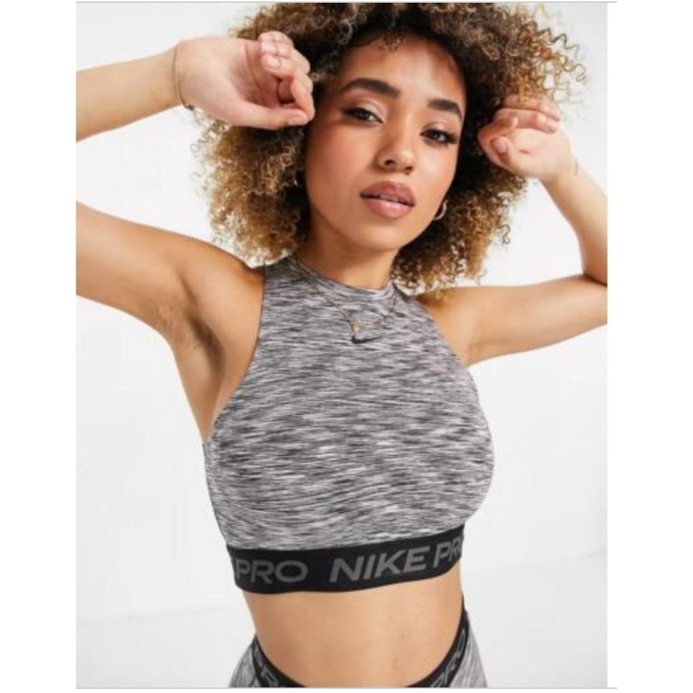 NWT Nike Womens Pro Space Dye Crop Tank Top Size Large Slim Fit MSRP $40